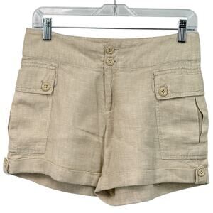 Island Company 100% Linen Cargo Bombay Shorts Women’s 2 Comfort Travel Granola
